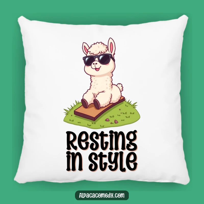 Funny Alpaca Sunglasses Pillow, Cozy Cool Hill Sliding Alpaca Gift