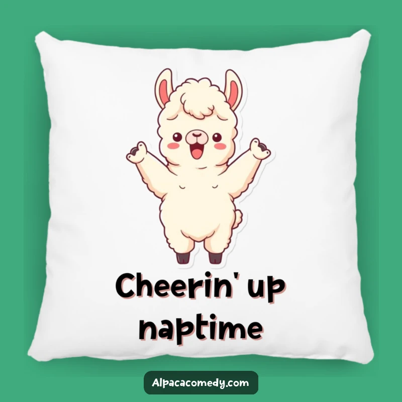 Funny Cheering Alpaca Pillow - Cozy Llama Character Cushion