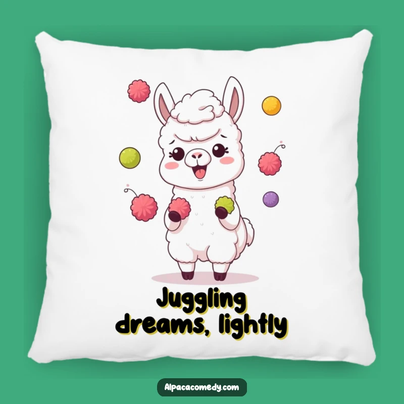 Funny Juggling Alpaca Pillow: Soft Giggling Character, Colorful Pompoms, Cozy Gift
