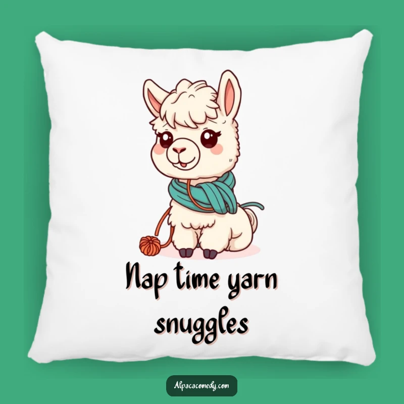 Funny Kawaii Alpaca Yarn Pillow, Cozy & Cute Grazing Alpaca Decor Gift
