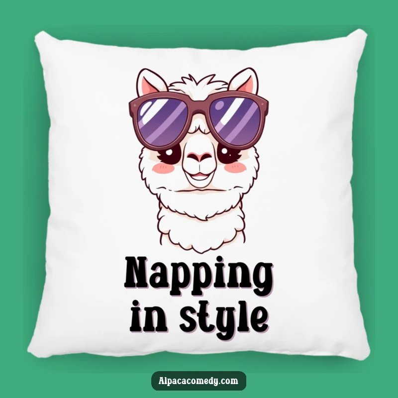 Funny Kawaii Alpaca Sunglasses Pillow - Cool Happy Comfort, Cute Humorous Accent