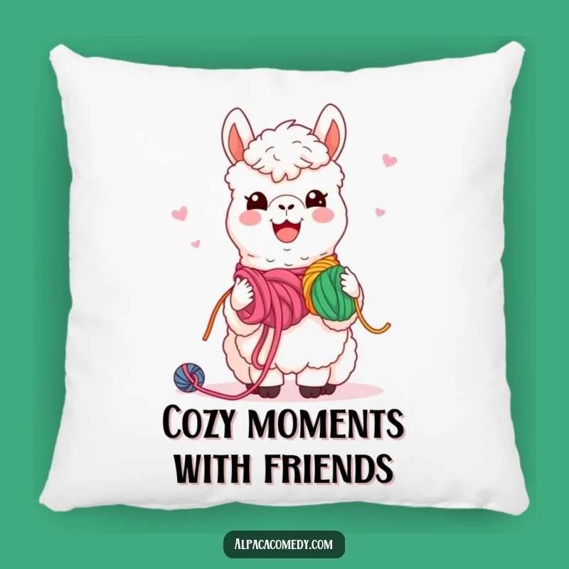 Soft Funny Kawaii Alpaca Yarn Sharing Pillow: Cuddle Up Together!