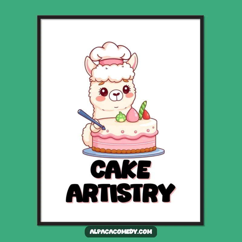 Chef Alpaca Cake Decorating Digital Print: Instant Sweet Wall Art Gift