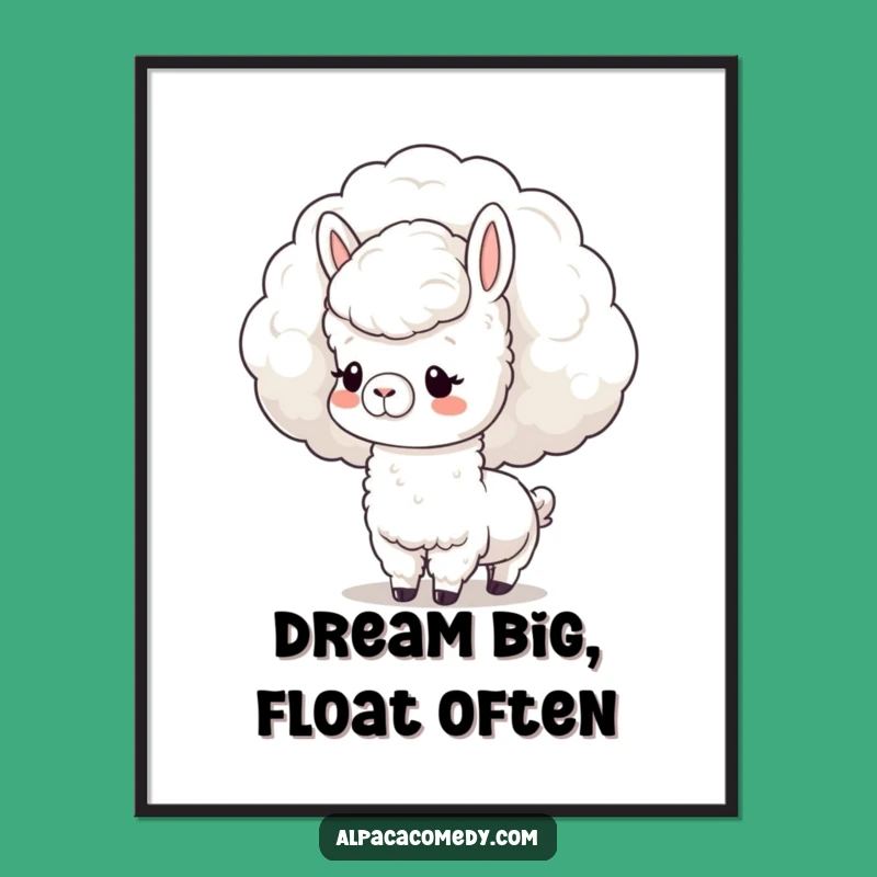Funny Kawaii Alpaca Cloud Nuzzle Digital Art Print: Instant Dream!
