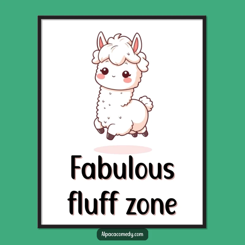 Funny Kawaii Alpaca Digital Art, Fluffy Mane Print, Adorable Cute Animal Funny Gift