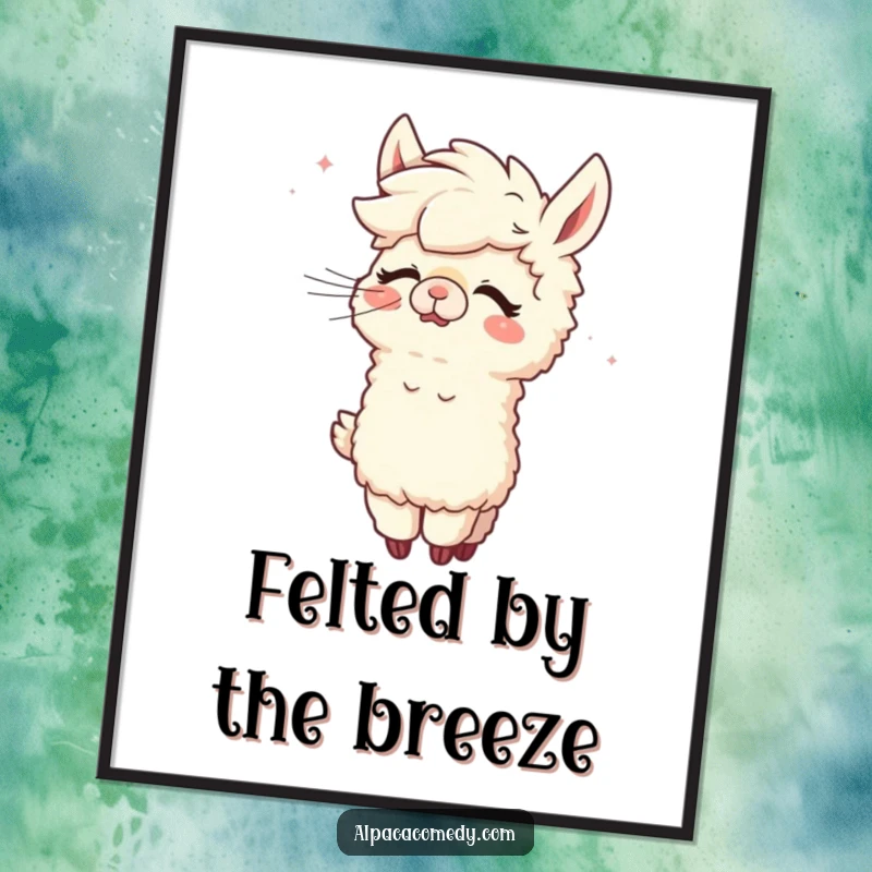 Funny Alpaca Digital Art Print: A delightful alpaca captured in a moment of pure, funny giggles from wind grooming.