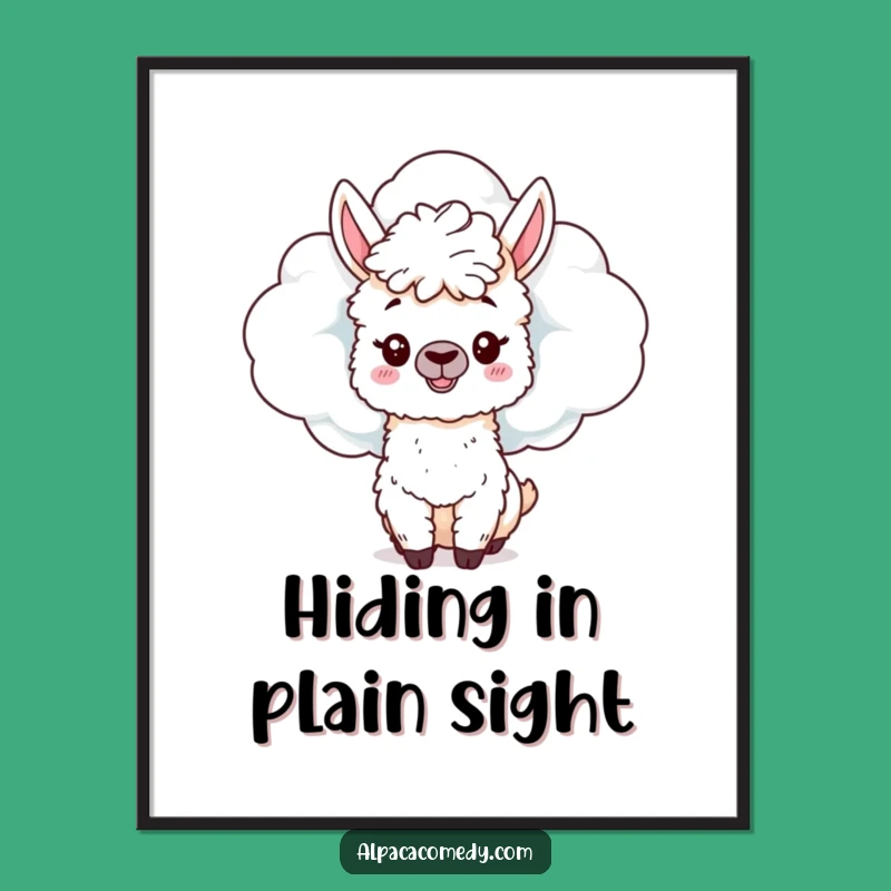 Funny Alpaca Cloud Digital Art - Instant Whimsy and Playful Decor Gift