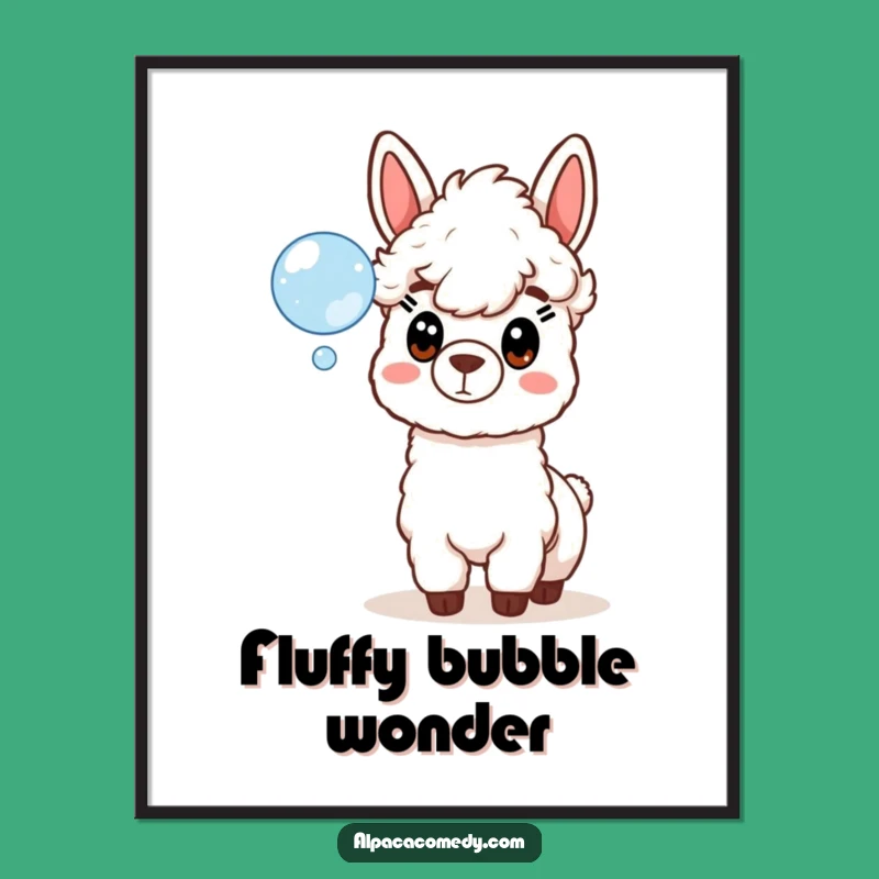 Funny Alpaca Surprise Bubble Digital Print - Instant Whimsical Wall Art
