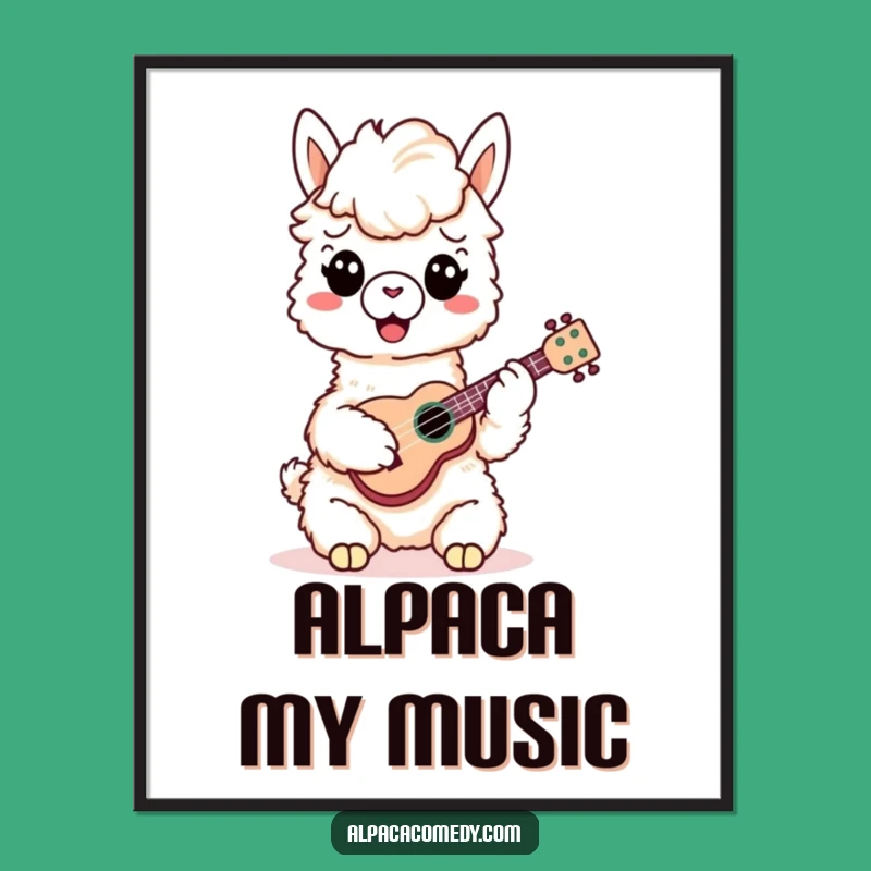 Funny Alpaca Ukulele Digital Art - Instant Joyful Music Decor Gift