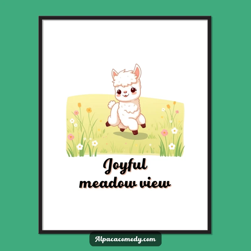 Funny Baby Alpaca Prancing Digital Art: Instant Joyful Decor, Unique Funny Gift