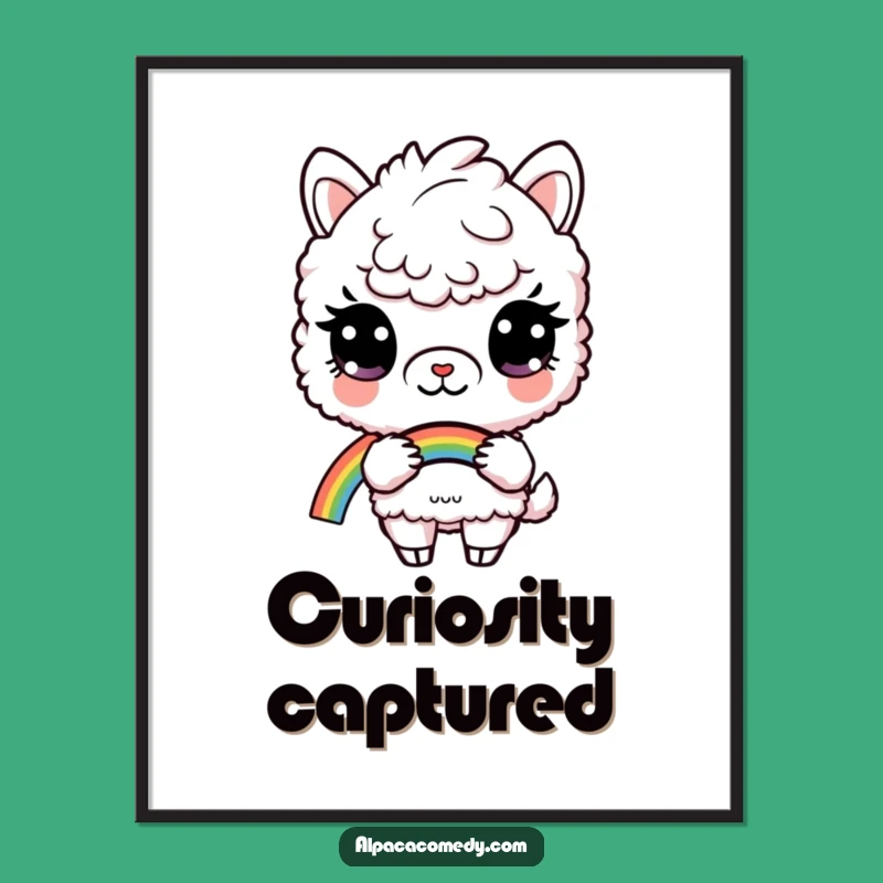 Funny Curious Alpaca Rainbow Digital Art: Instant Magical Decor, Unique Funny Gift