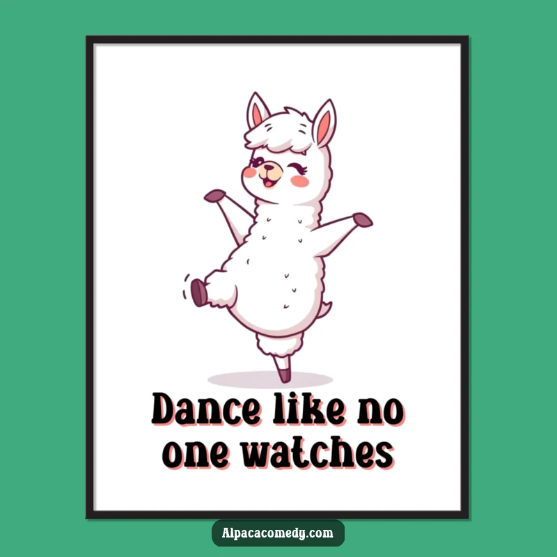 Funny Dancing Alpaca Digital Art - Joyful Llama Character Wall Decor