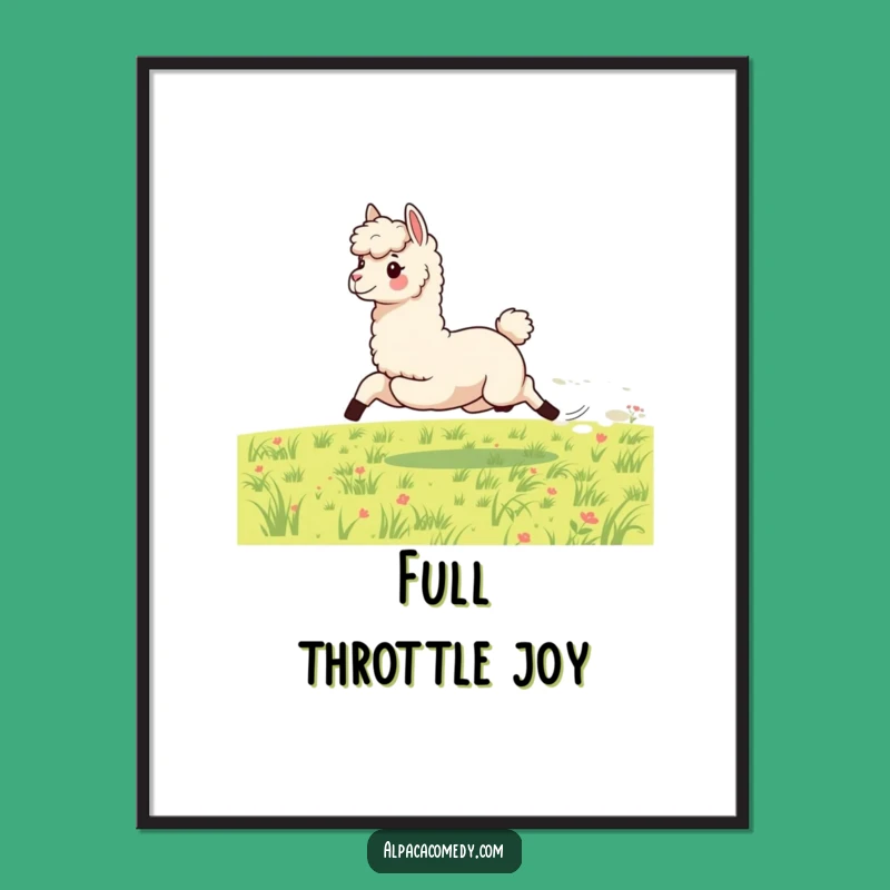 Funny Energetic Alpaca Digital Print - Galloping Speed Art Download