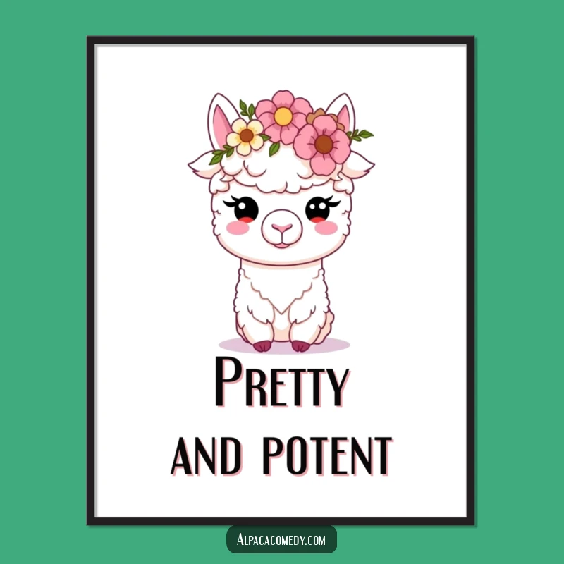 Funny Kawaii Alpaca Floral Digital Art - Instant Humorous Gift!