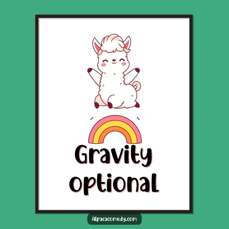 Funny Kawaii Alpaca Rainbow Leap Digital Art - Instant Humorous Gift!