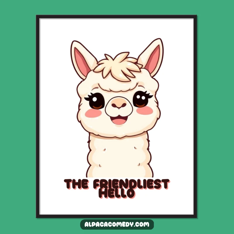 Funny Kawaii Alpaca Smile Digital Art - Welcoming Greeting, Humorous Download