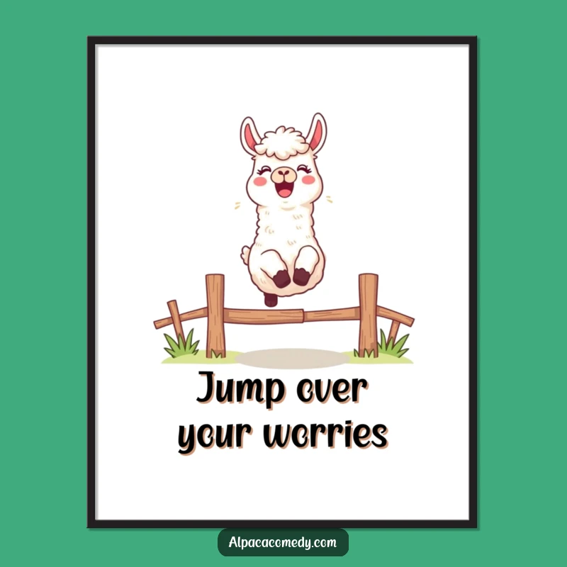 Funny Leaping Alpaca Digital Art: Excited Character, Cheerful Bleat, Instant Gift