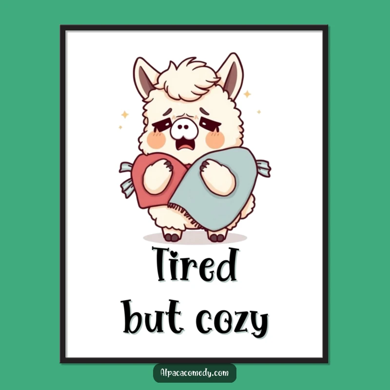 Funny Tired Alpaca Digital Print - Cozy Yawn Art Download