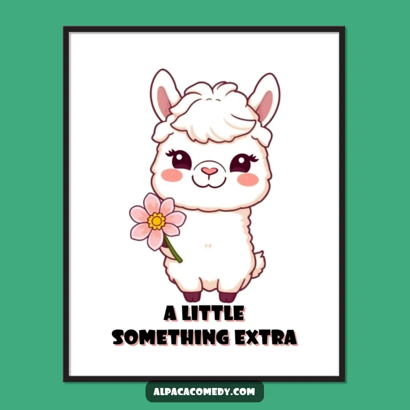 Funny Winking Alpaca Digital Art: Gentle Character, Offering Bloom, Instant Gift