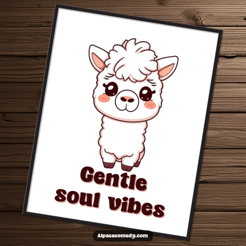 Funny digital art print of a friendly alpaca offering a gentle nuzzle with its snout, conveying messages of love, warmth, and affection.