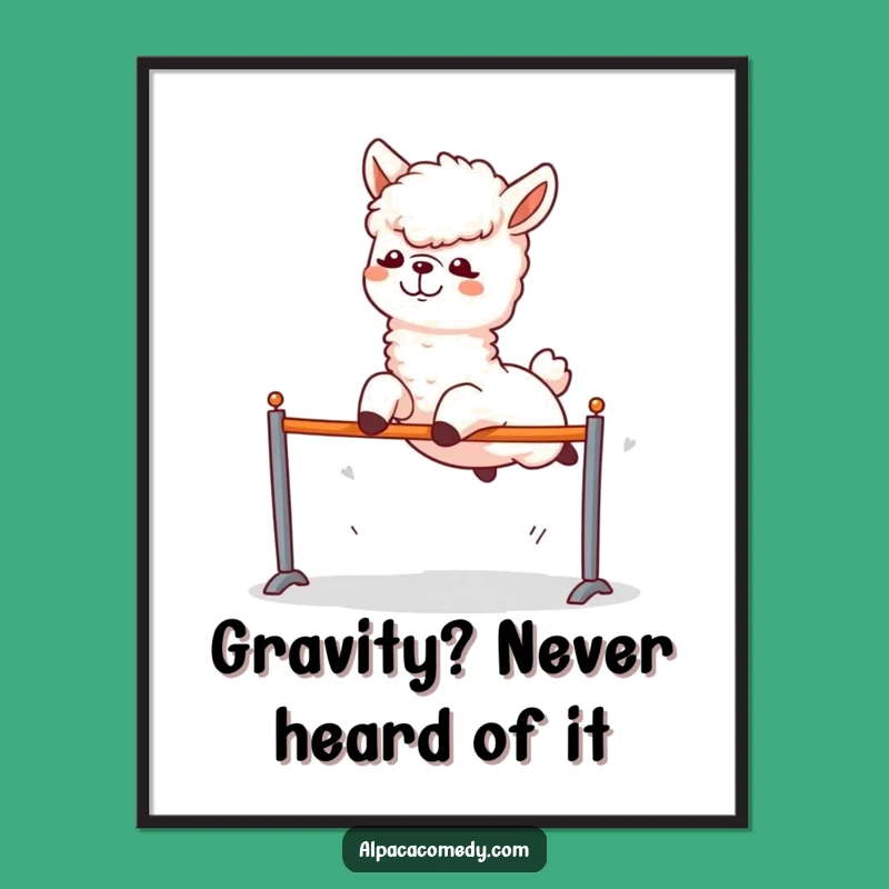 Funny Alpaca Leap Digital Art - Dynamic Hurdle Jump Decor