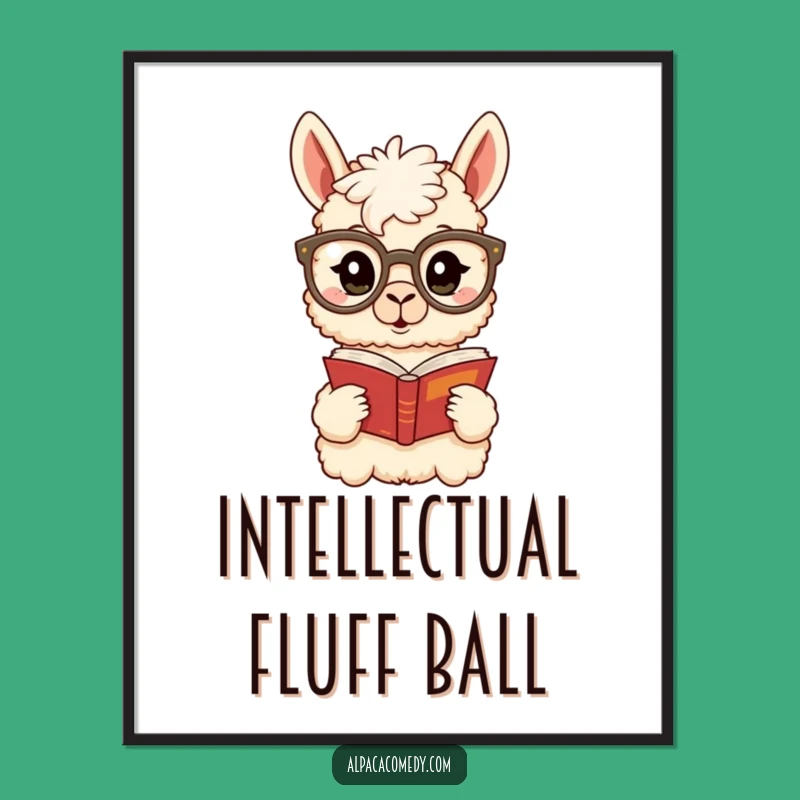 Funny Alpaca Bookworm Digital Art - Instant Intellectual Wall Decor Gift