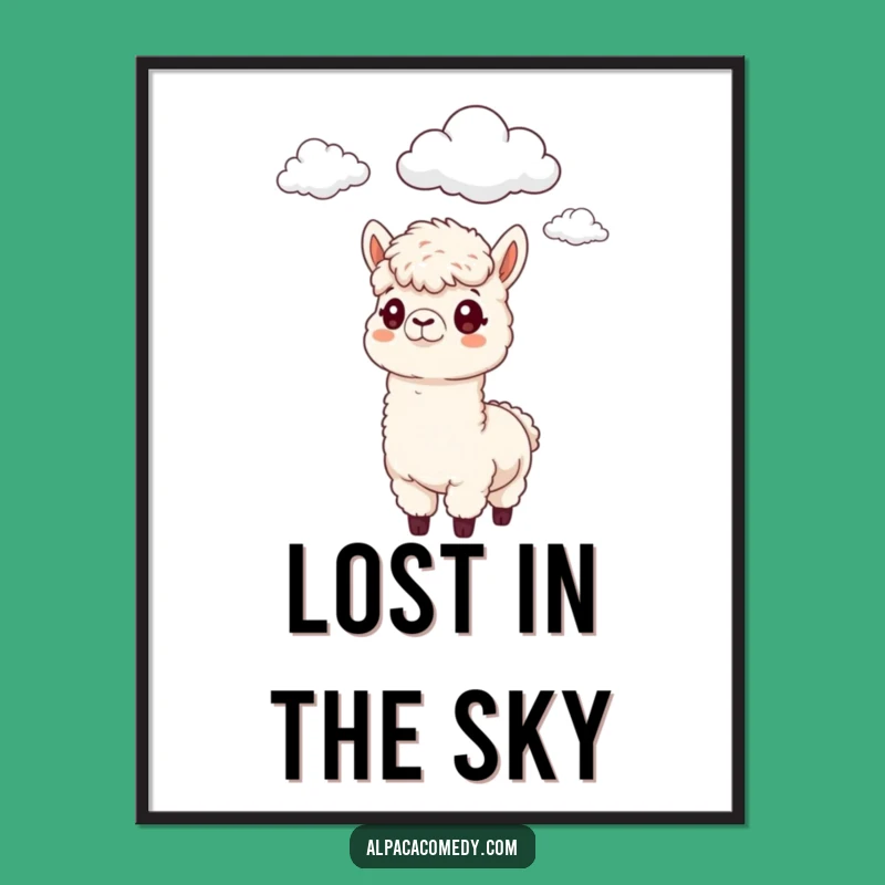 Funny Alpaca Cloud Digital Art - Dreamy Pondering Decor
