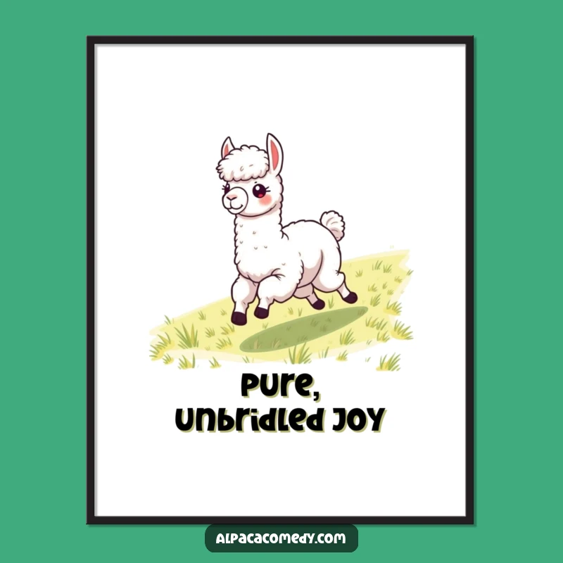 Funny Galloping Alpaca Digital Art - Windblown Fleece Printable Wall Decor