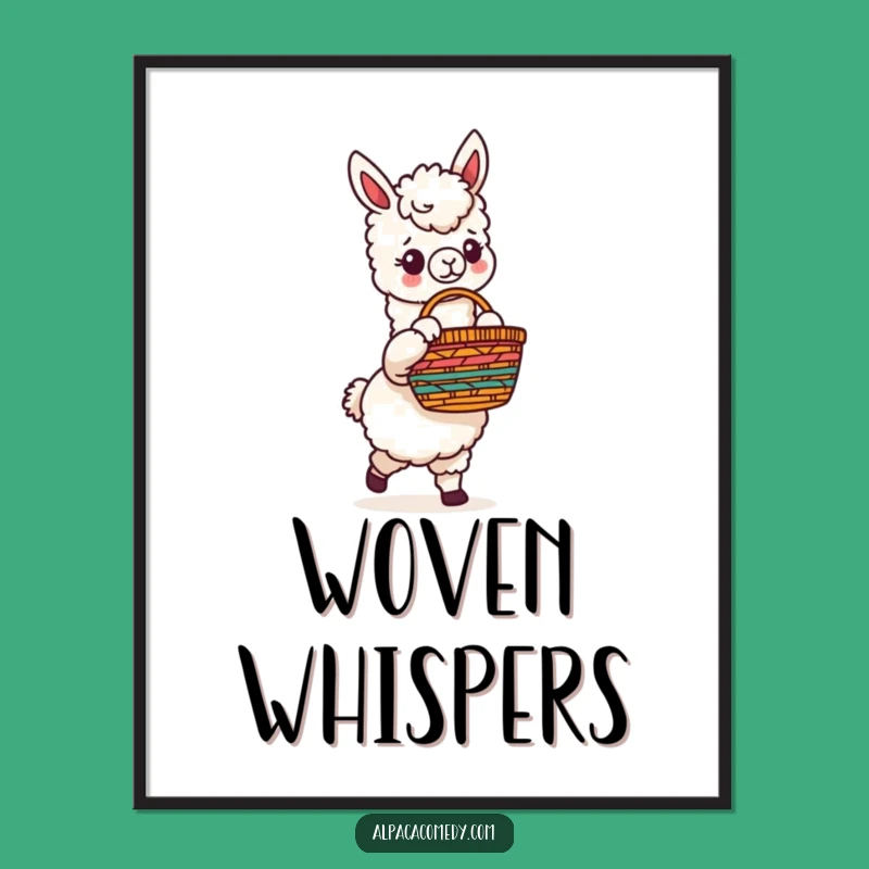 Funny Alpaca Fiesta Basket Digital Print: Instant Joyful Wall Decor Gift