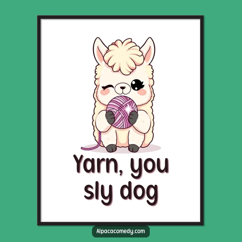 Funny Alpaca Yarn Wink Digital Print: Instant Download Art for Playful Spaces