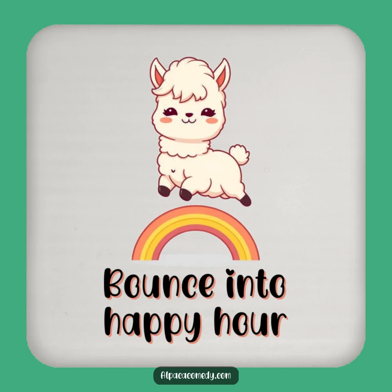 Funny Kawaii Alpaca Rainbow Leap Coaster Set: Protect Surfaces with Style!