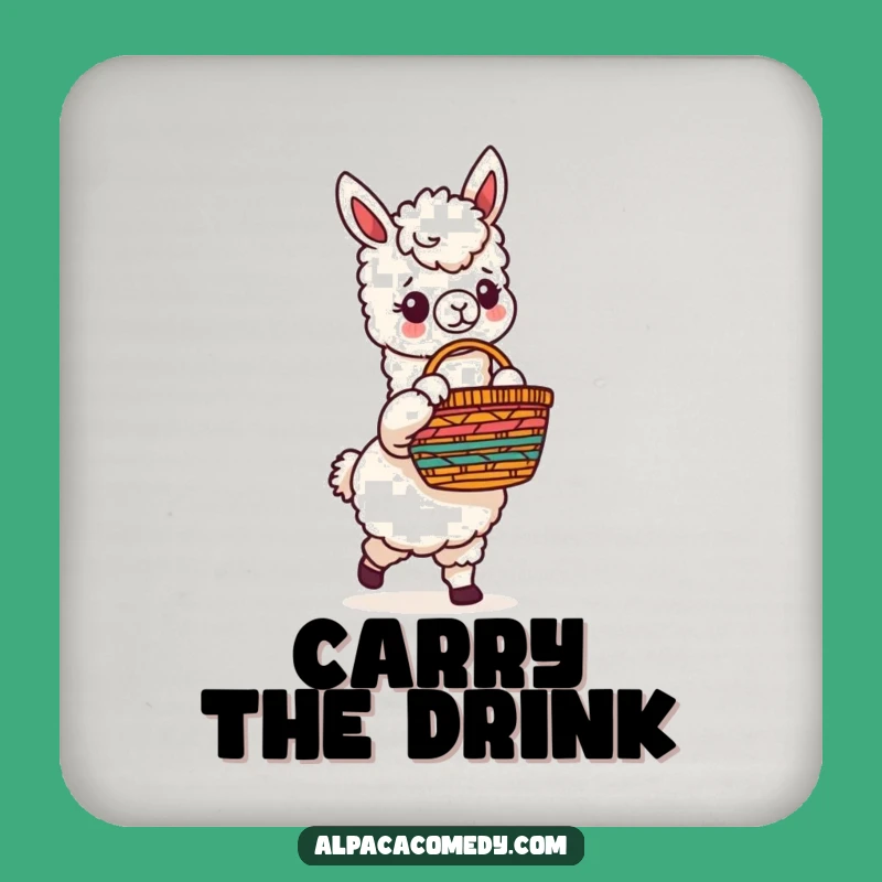 Funny Alpaca Fiesta Basket Coaster Set: Protect Surfaces with Charm Gift