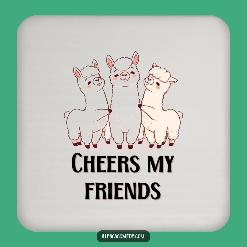 Funny Alpaca Nudge Coaster, Playful Group Alpaca Table Protector Gift