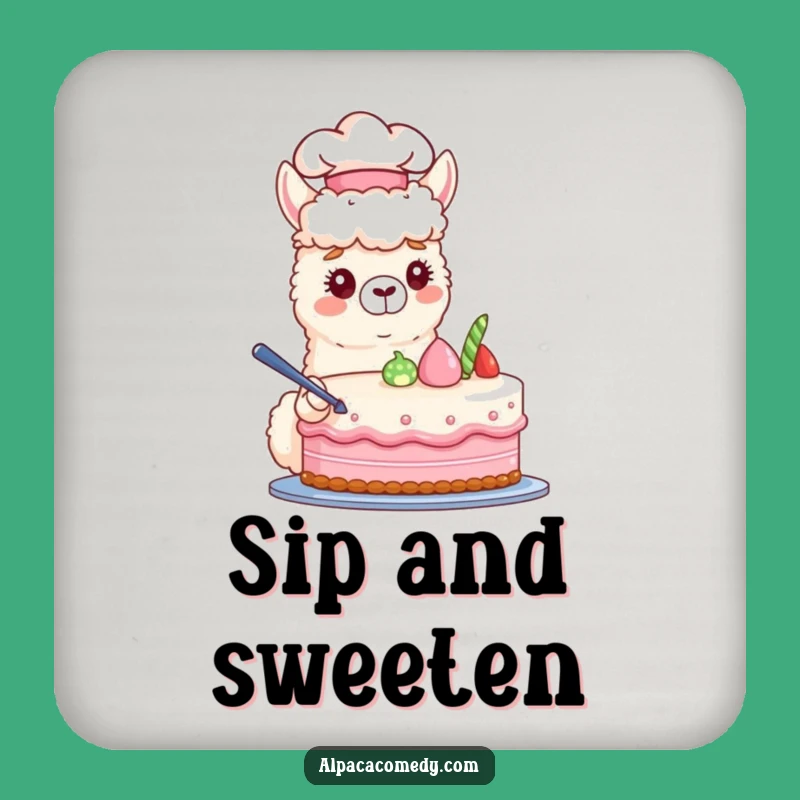 Chef Alpaca Cake Coaster Set: Protect Surfaces with Sweet Style Gift