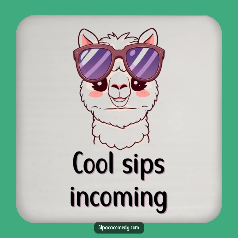 Funny Kawaii Alpaca Sunglasses Coaster - Cool Happy Protection, Cute Humorous Decor