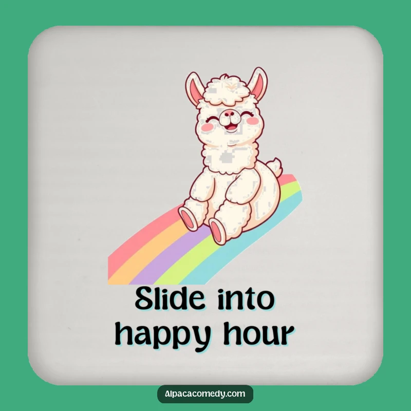 Funny Alpaca Rainbow Slide Coasters: Protect Surfaces with Giggling Style