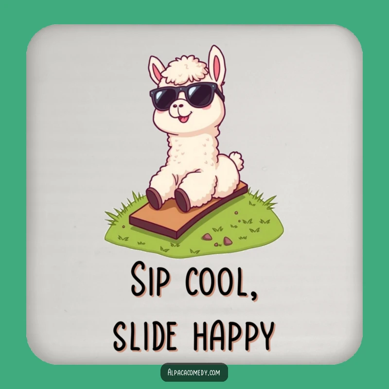 Funny Alpaca Sunglasses Coaster, Cool Hill Sliding Alpaca Table Gift