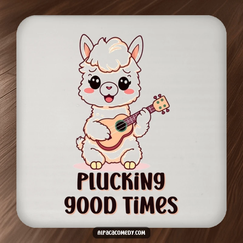 Funny Alpaca Coaster: A cheerful alpaca plays a miniature ukulele, adding a touch of musical fun and protecting your surfaces.