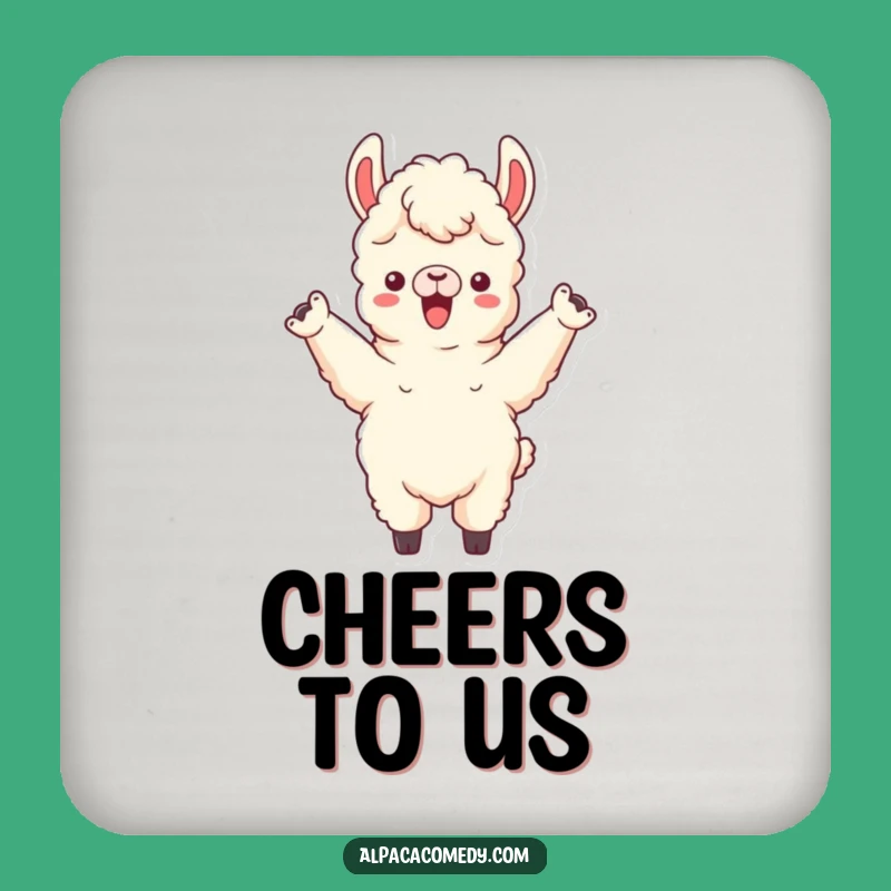 Funny Cheering Alpaca Coaster - Enthusiastic Llama Decor