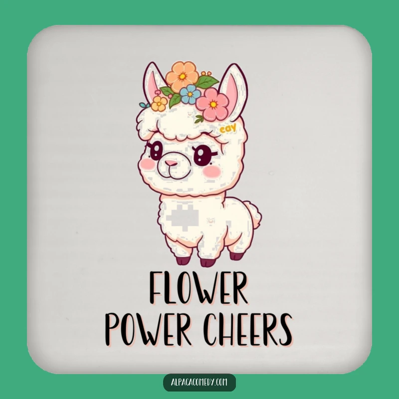 Funny Flower Crown Alpaca Coaster: Cute Decor, Adorable Funny Gift