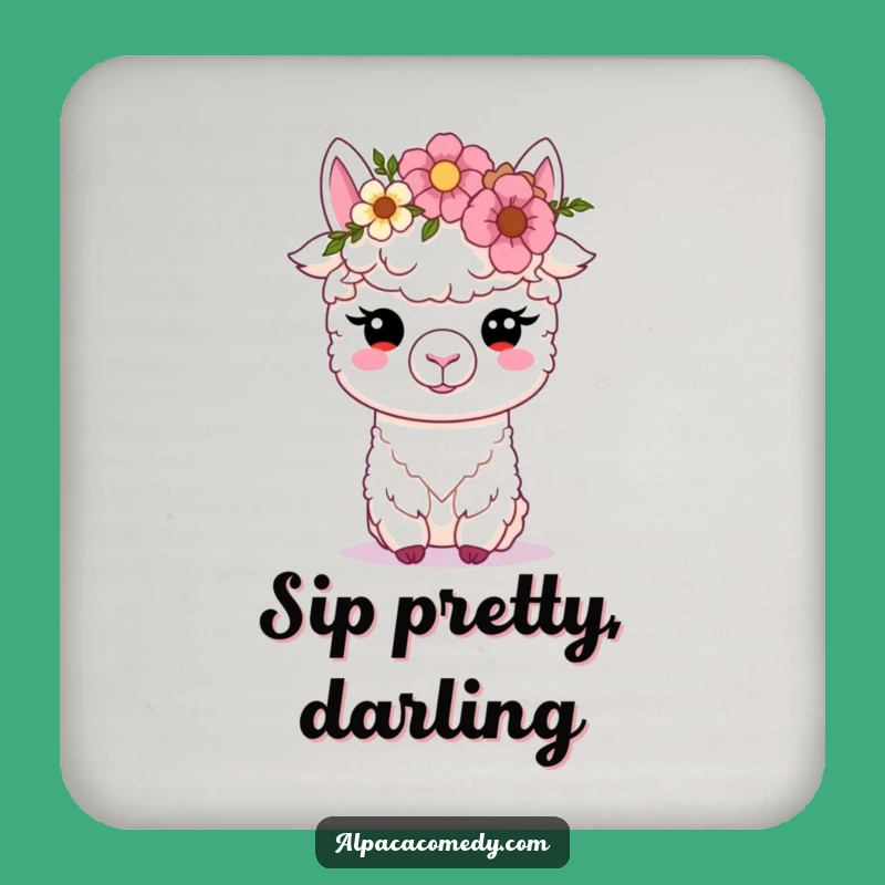 Funny Kawaii Alpaca Floral Coaster Set - Protect & Humorous Gift!