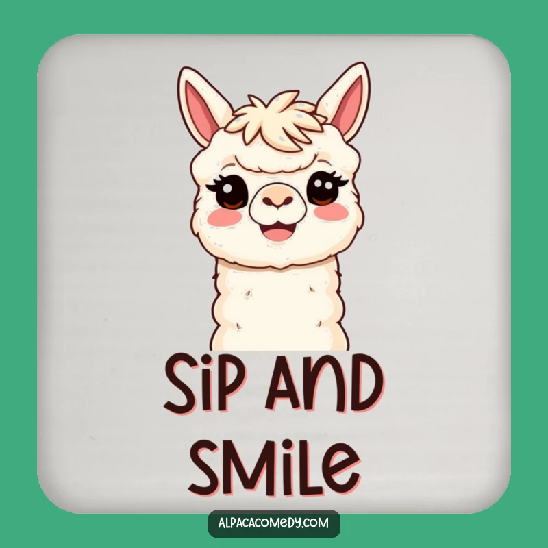 Funny Kawaii Alpaca Smile Coaster - Welcoming Protection, Cute Humorous Decor