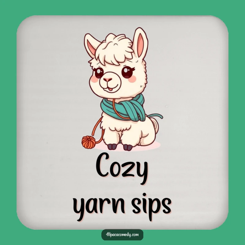 Funny Kawaii Alpaca Yarn Coaster, Cute Grazing Alpaca Table Protector Gift