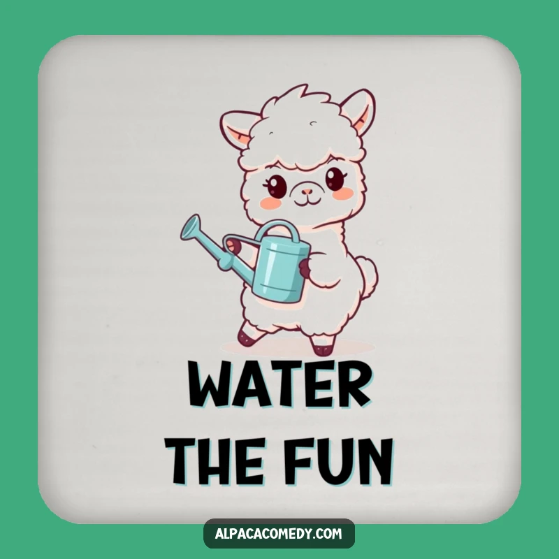 Funny Watering Alpaca Coaster - Nurturing Llama Decor