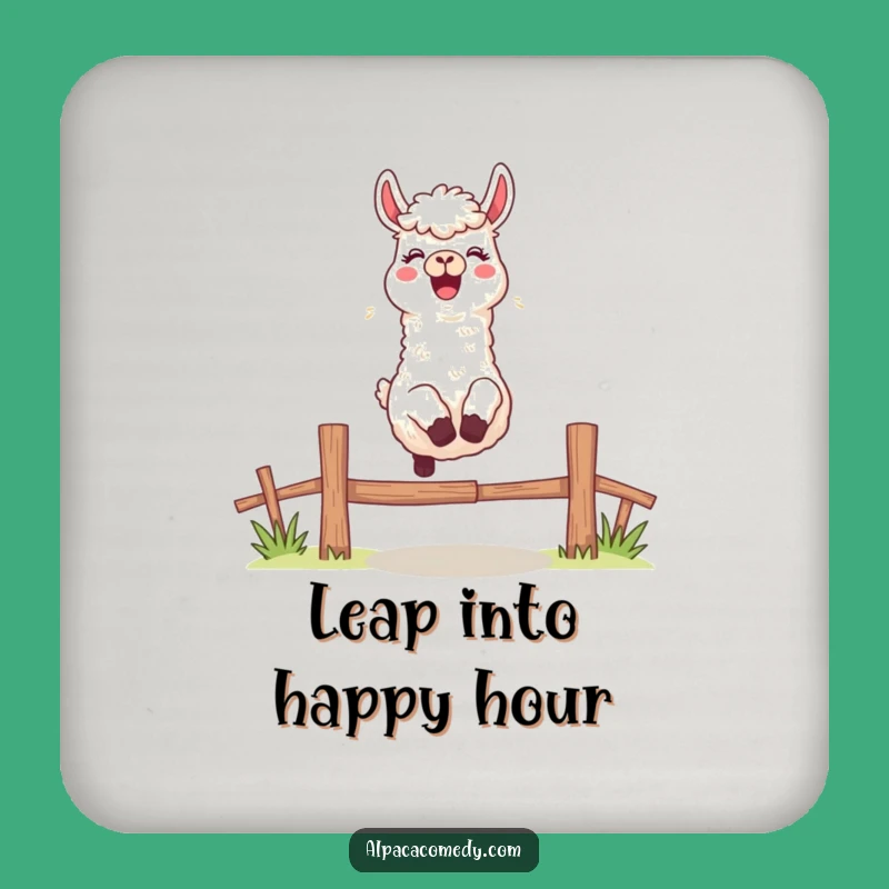 Funny Leaping Alpaca Coaster: Excited Character, Cheerful Bleat, Novelty Gift