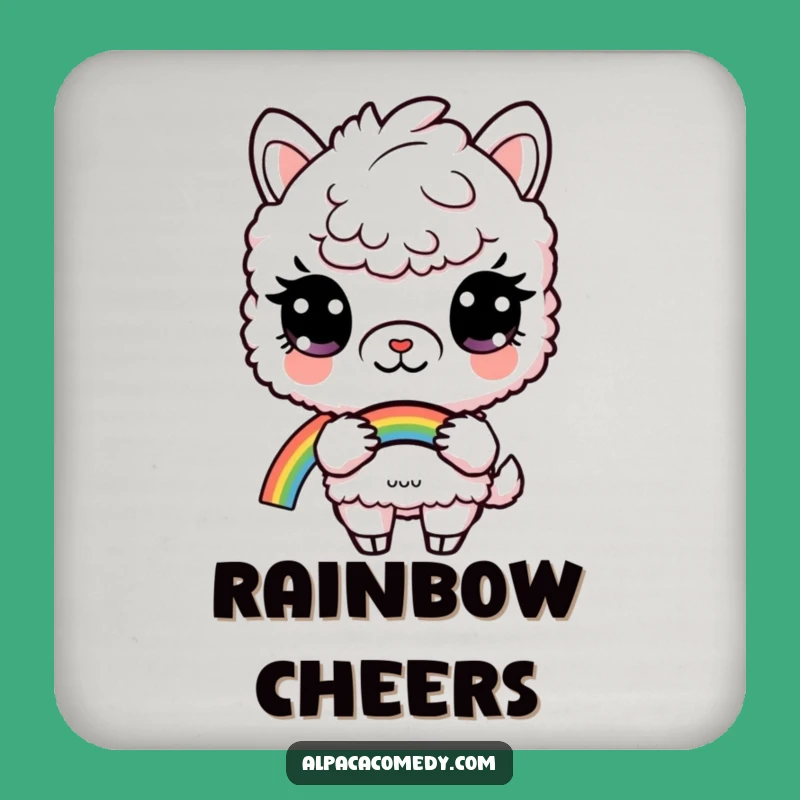 Funny Curious Alpaca Rainbow Coaster: Magical Decor, Adorable Funny Gift