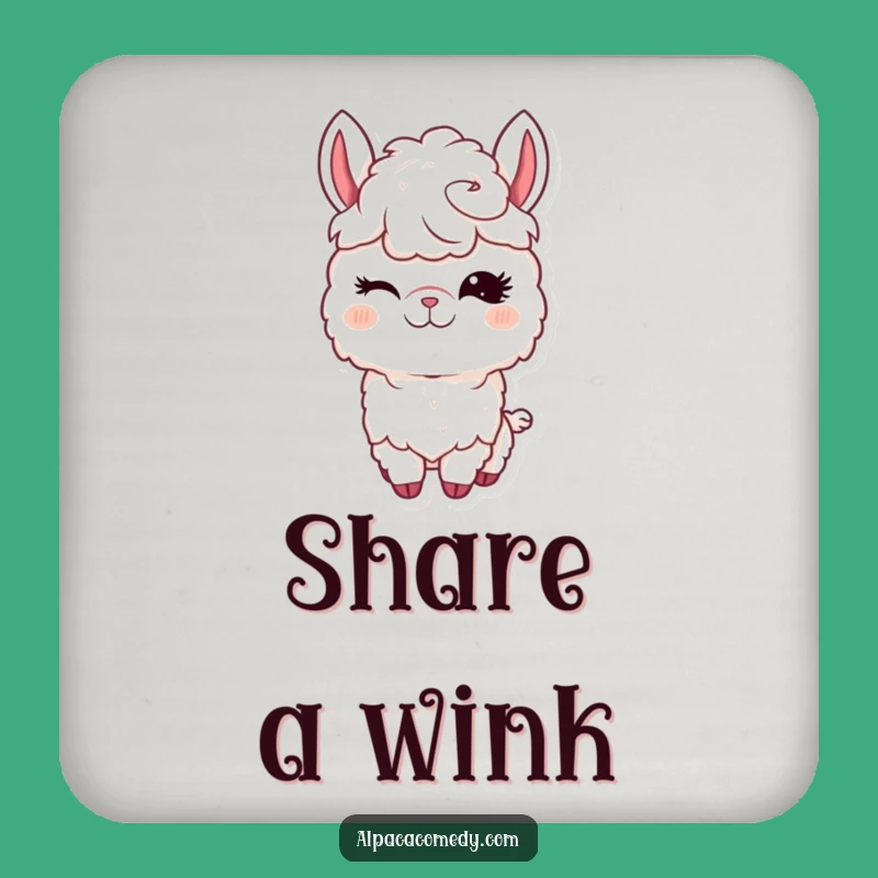 Funny Kawaii Alpaca Drink Coaster, Winking Charm Protector, Cute & Funny Gift for Tables