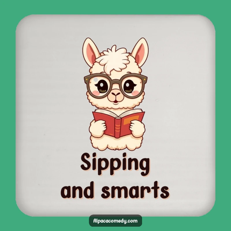 Funny Alpaca Reading Coaster - Protect Surfaces with Intellectual Charm Gift
