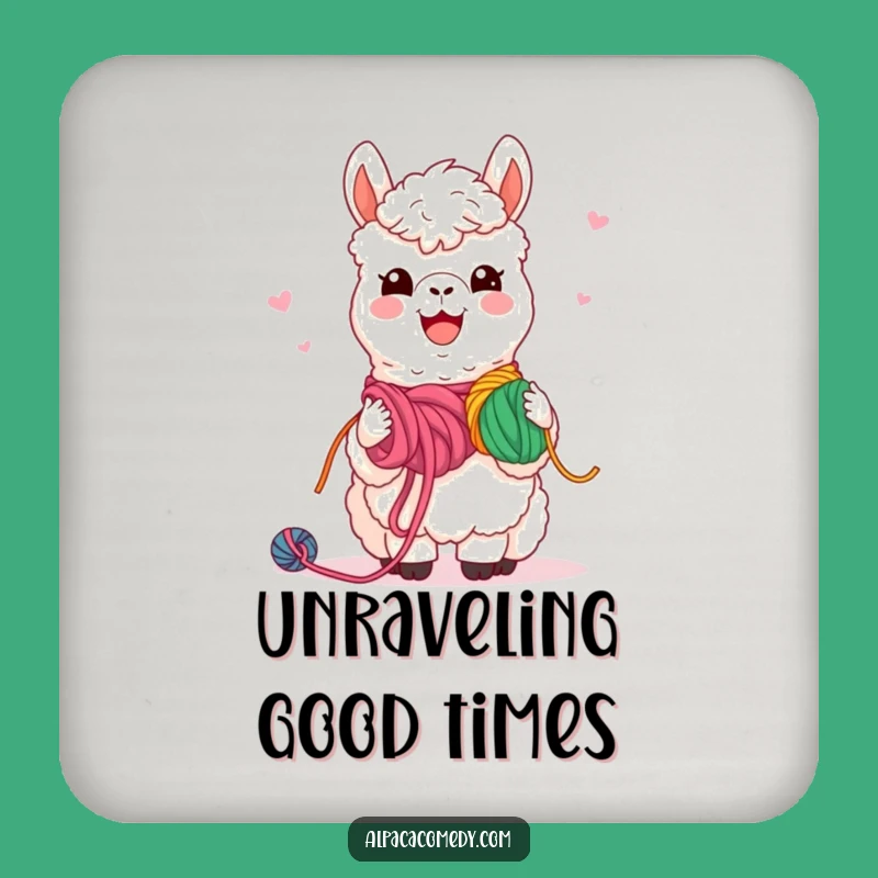 Funny Kawaii Alpaca Yarn Sharing Coaster Set: Protect with Friendship!