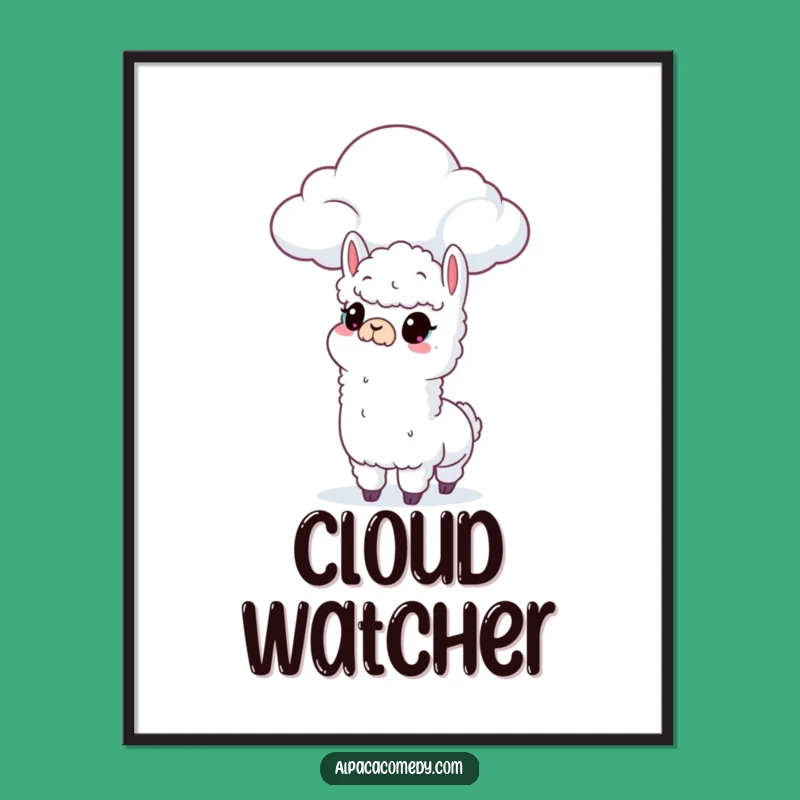 Curious Alpaca Cloud Poster: Dreamy Wall Art for Inspiring Spaces Gift